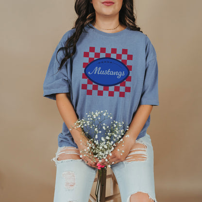 Grapevine Mustangs Checkered Football Tee