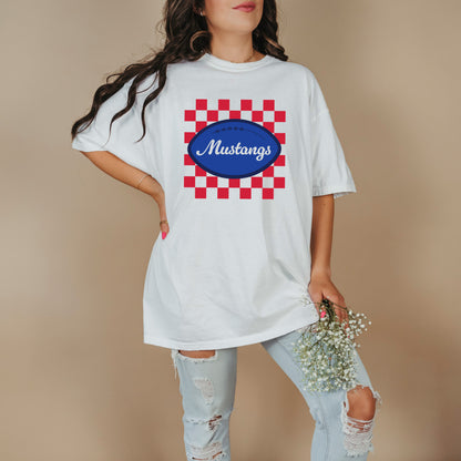 Grapevine Mustangs Checkered Football Tee