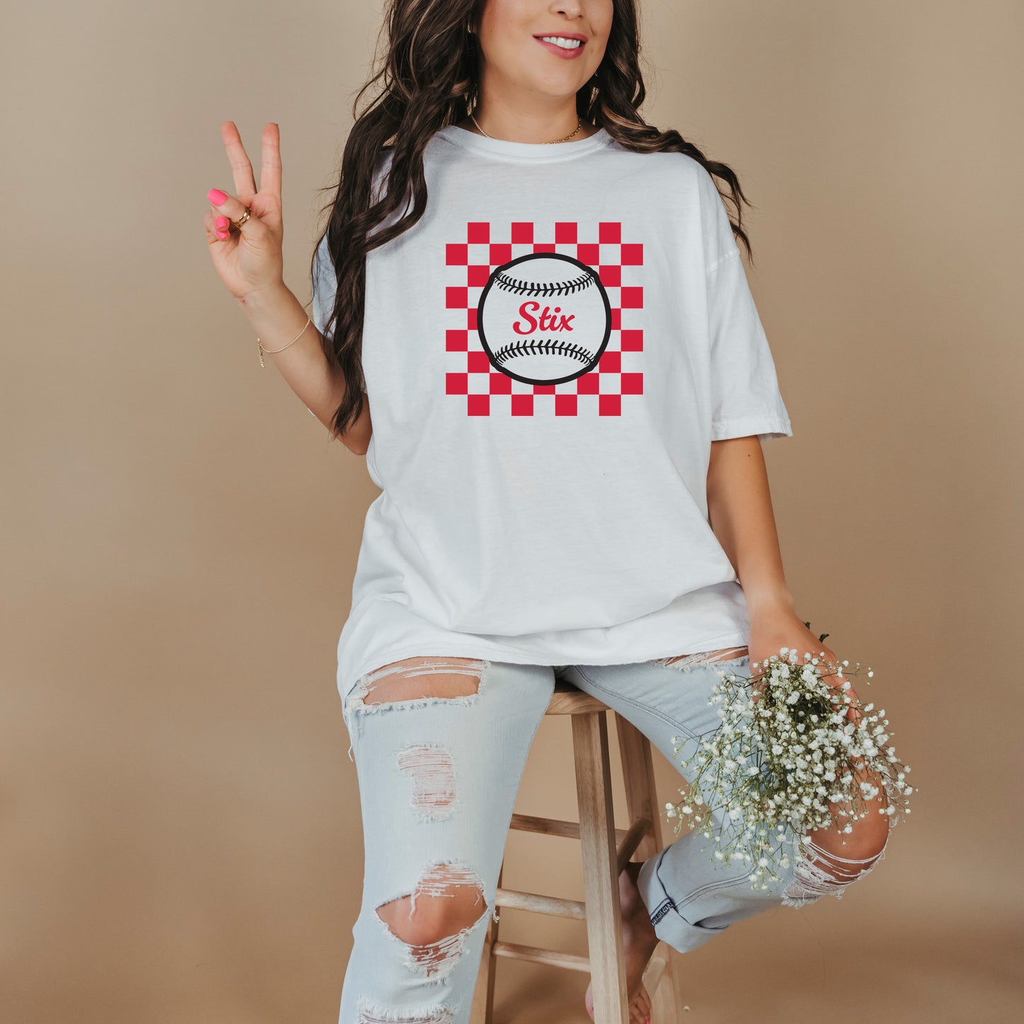 Texas Stix Checkered Logo Tee